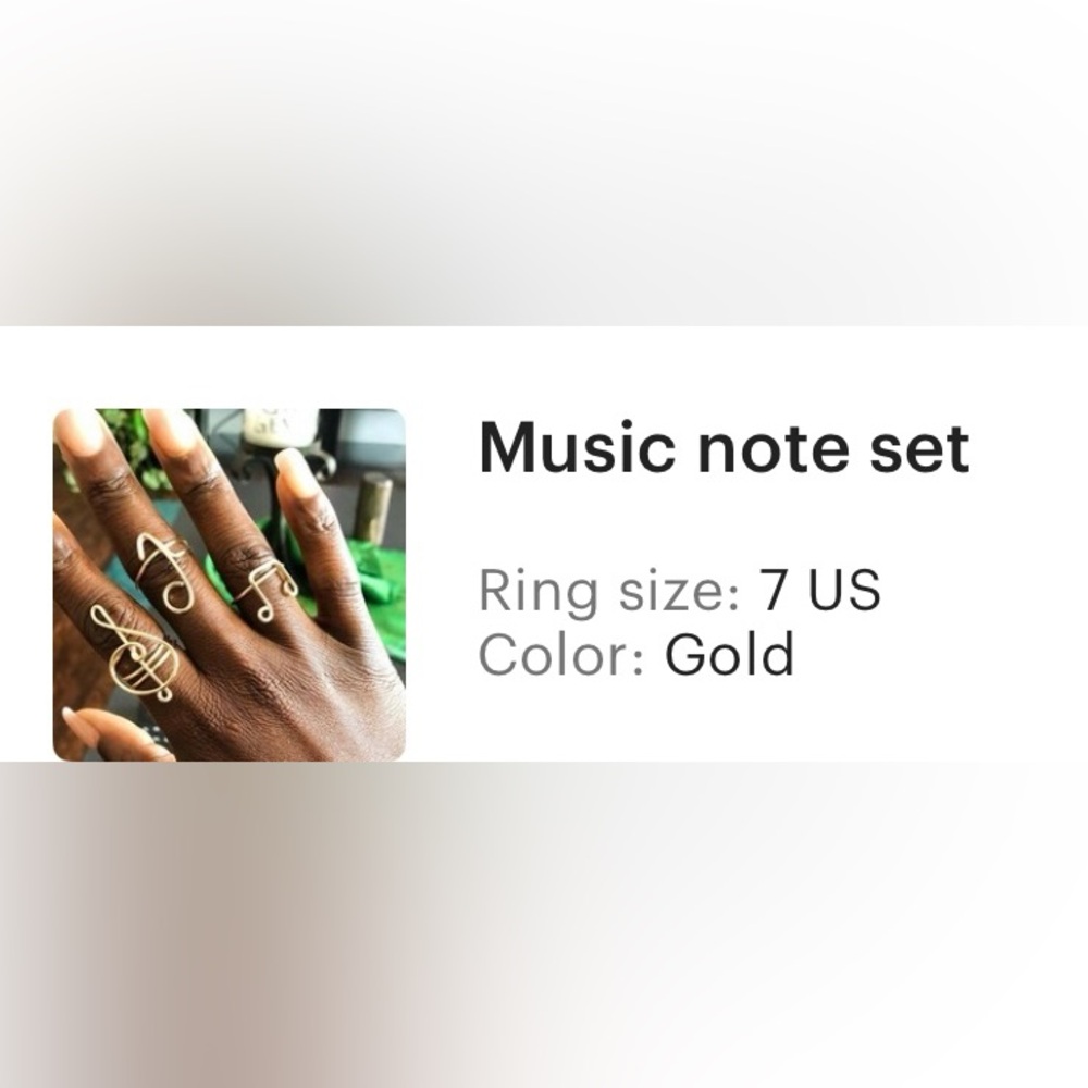 “Send Ur Price?” Elegant Gold Initial “MUSIC NOTE” Set Ring’s - Picture 4 of 4
